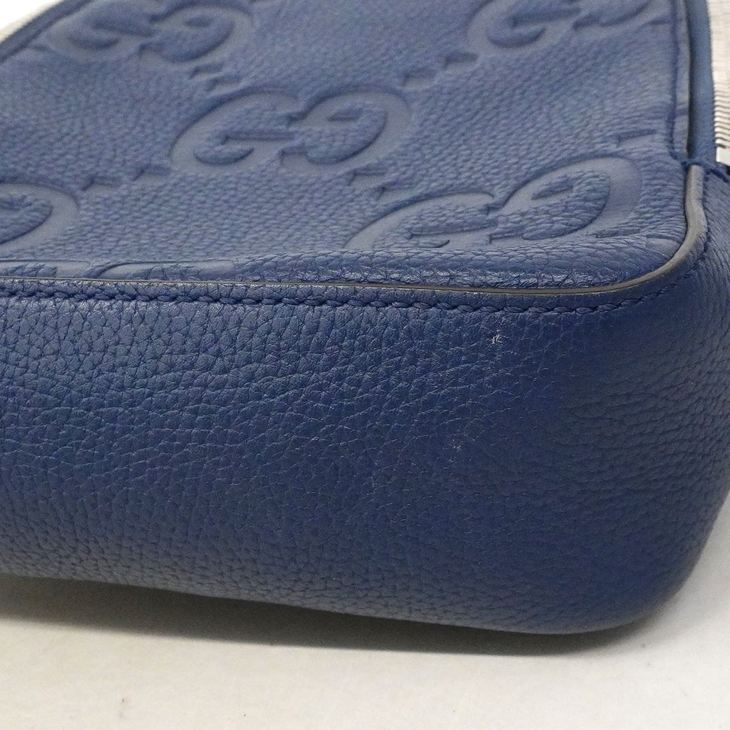 Gucci Belt Bag Jumbo GG Leather Blue Silver