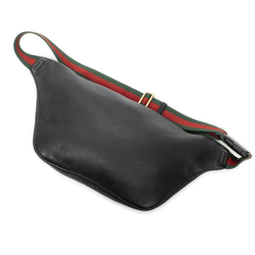 Gucci Web Logo Belt Bag Black Grain Calfskin Leather