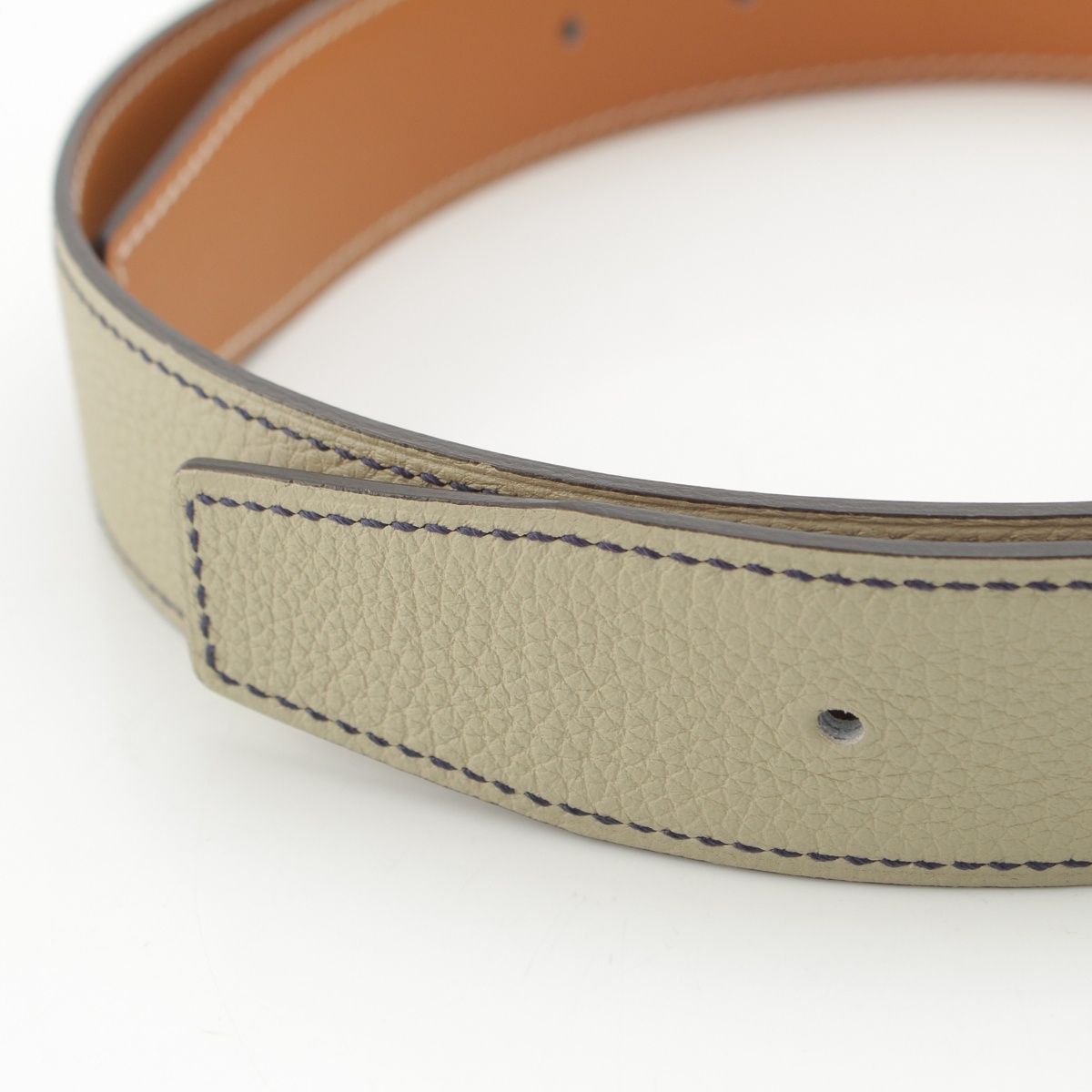 Hermes Swift Taurillon Reversible 32 Belt Leather Part Only Natural Sage
