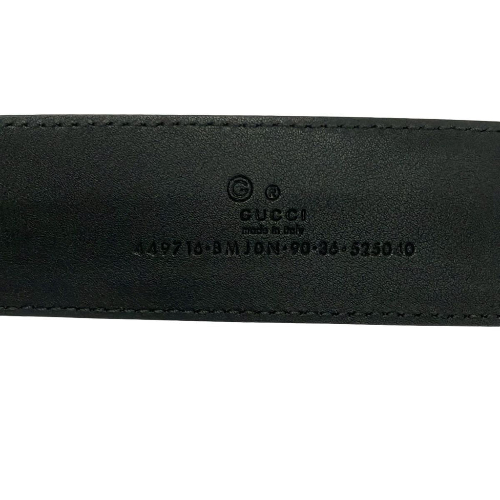 Gucci Belt 90 36 Black Silver Guccissima Line Leather