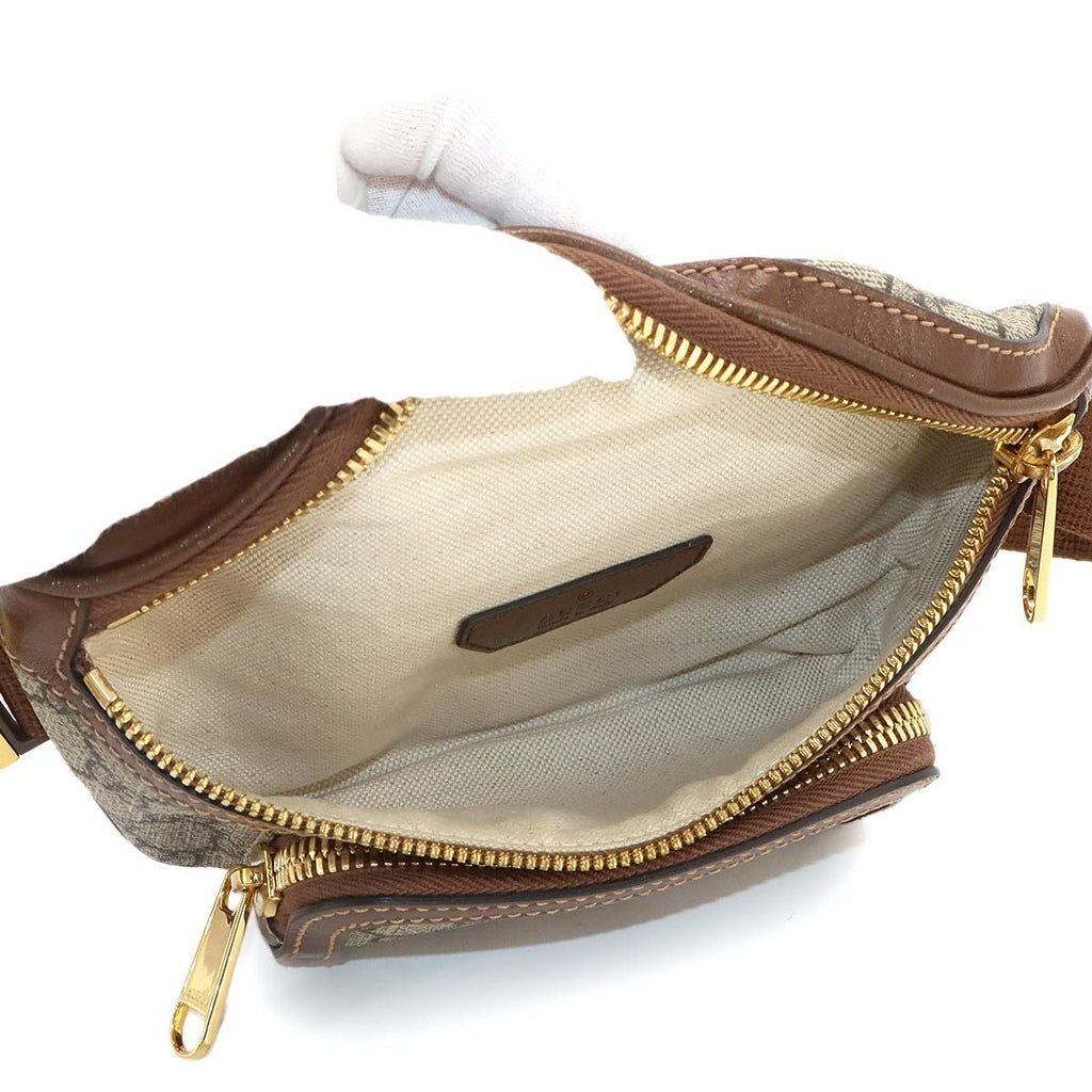 Gucci Interlocking Belt Bag Waist Pouch GG Supreme Leather Beige Brown