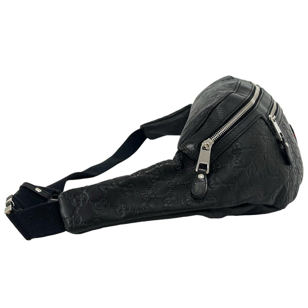 Gucci Almost Guccissima Leather Belt Bag Waist Pouch Black
