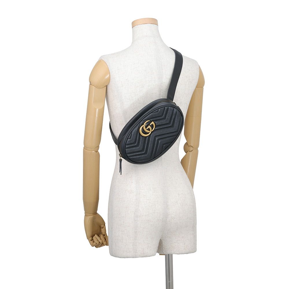 Gucci Belt Bag GG Marmont Leather Bag Waist Pouch Black