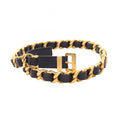 Chanel Belt Logo Chain Gold Leather Necklace