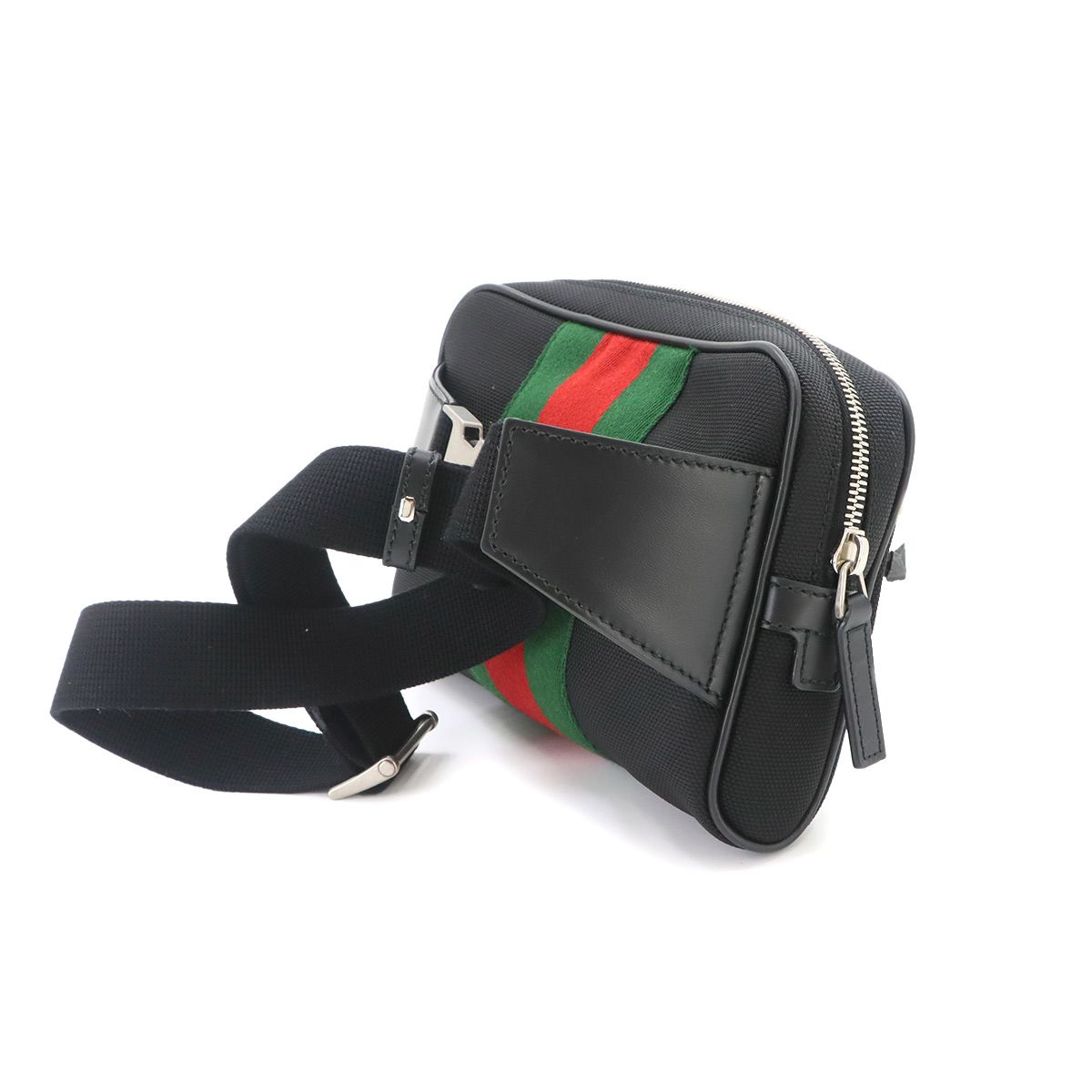 Gucci Sherry Line Belt Bag Canvas Leather Black Silver