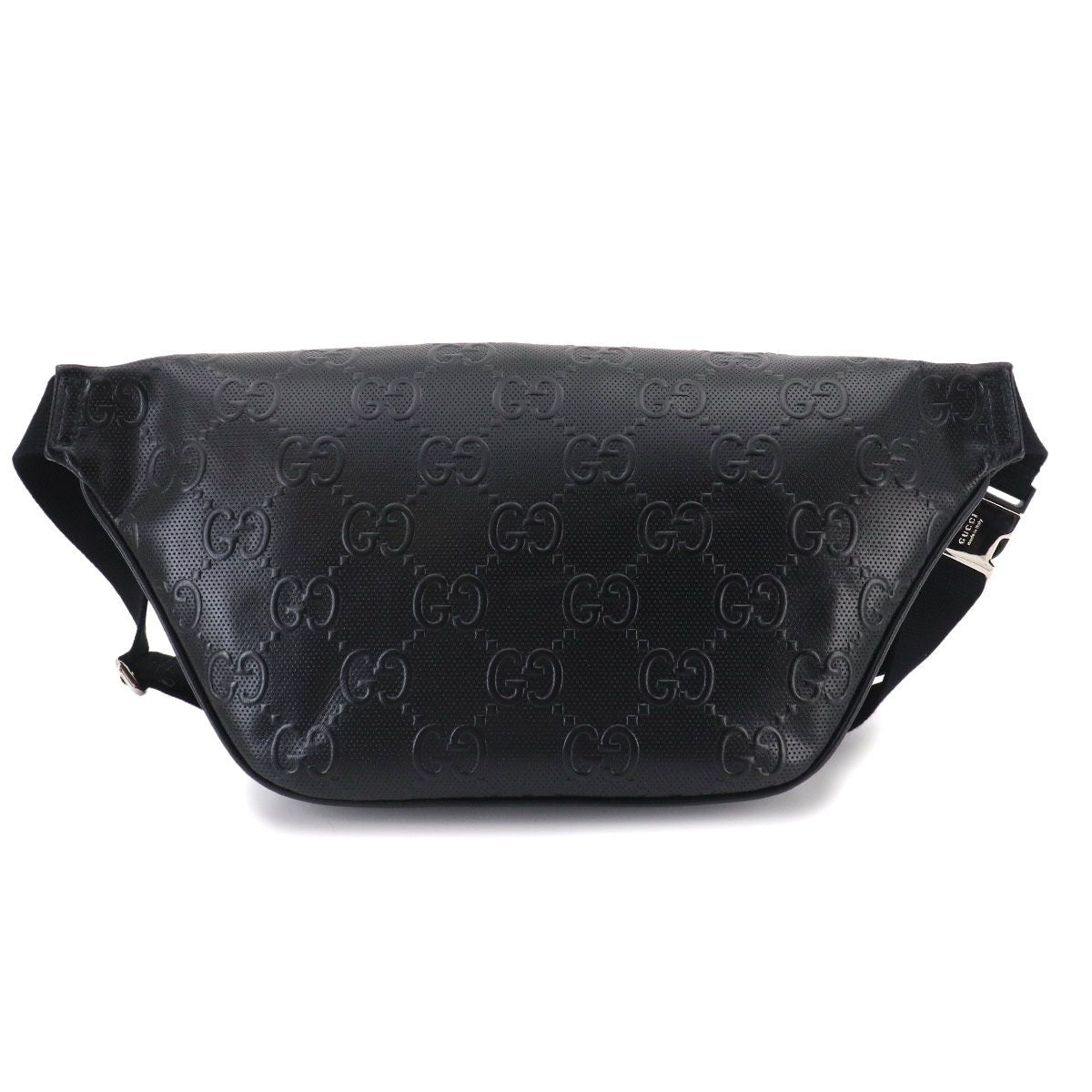 Gucci GG Embossed Belt Bag Leather Black Silver