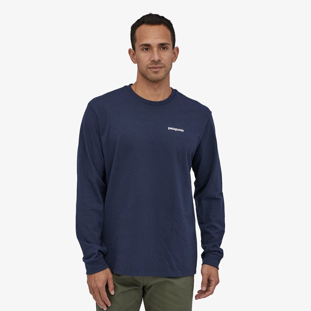 Patagonia T-Shirt a Manica Lunga Men's Long-Sleeved P-6 Logo Responsibili-Tee® New Navy