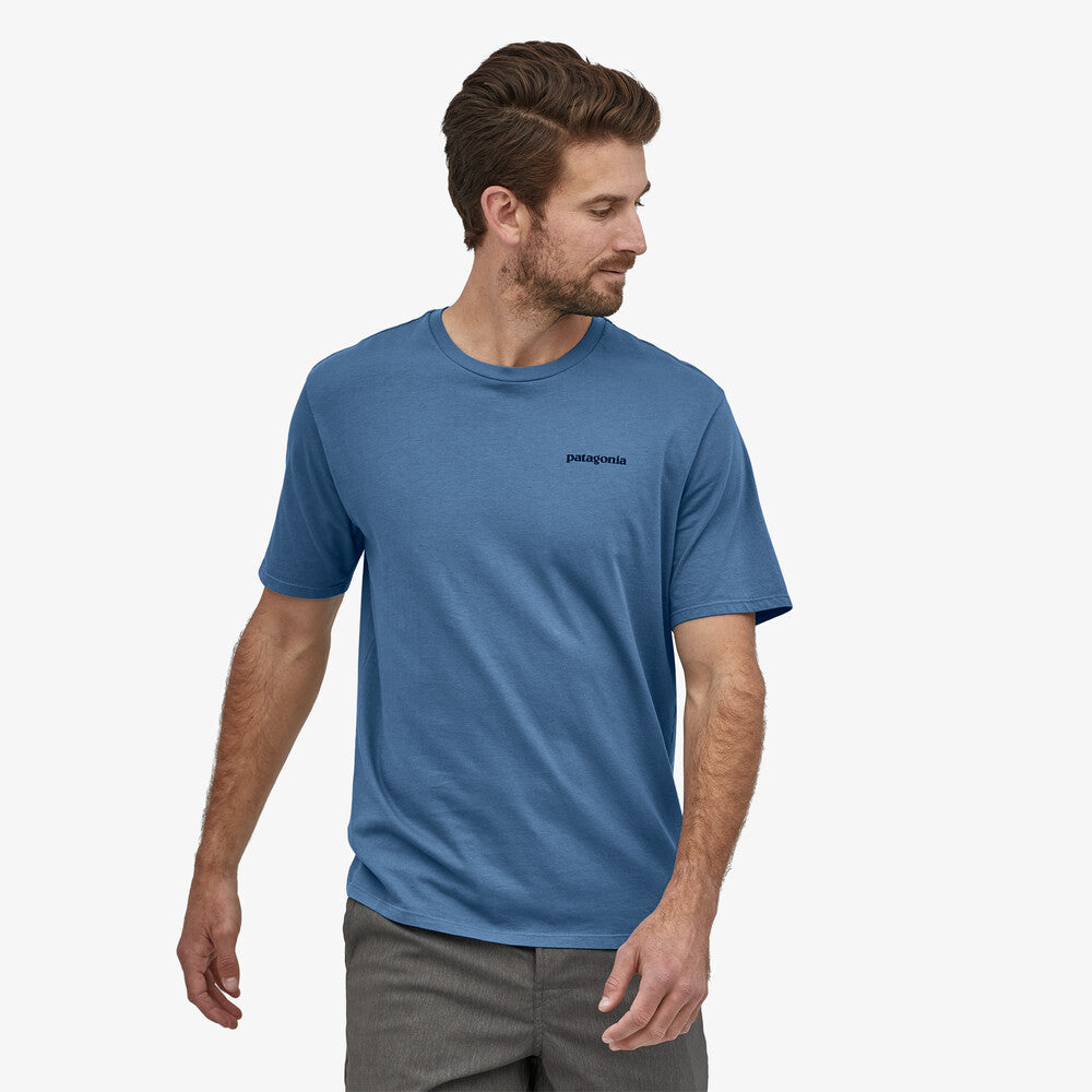 Patagonia Men's Flying Fish Organic Cotton T-Shirt Uomo manica corta Pigeon Blue w/Home Planet