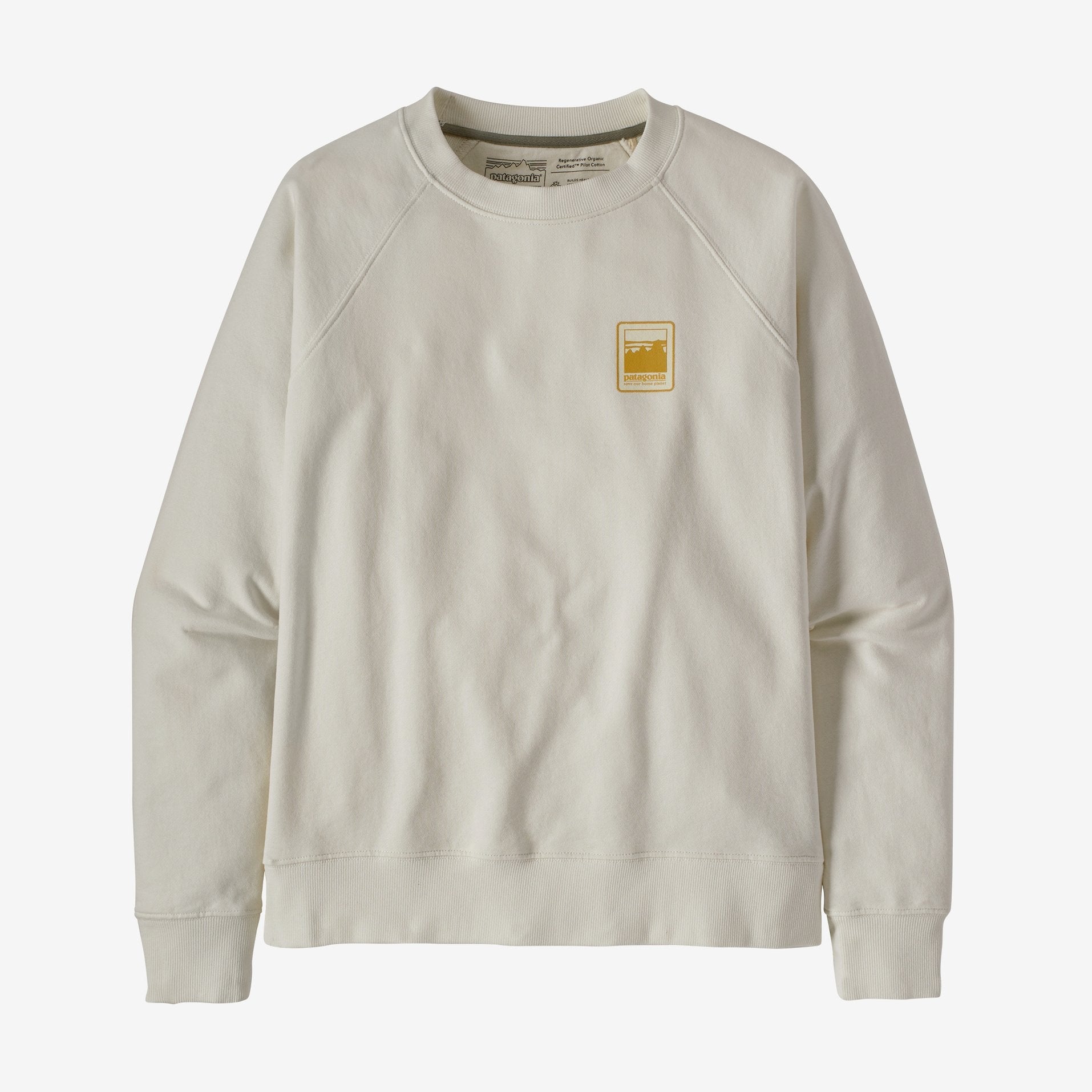 Patagonia Women's Alpine Icon Regenerative Organic Cotton Crew Sweatshirt Felpa girocollo da donna Bianca White