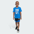 Kids' adidas Two-Piece Short Sleeve Mélange Tee and Colorblock 3-Stripes Shorts Set