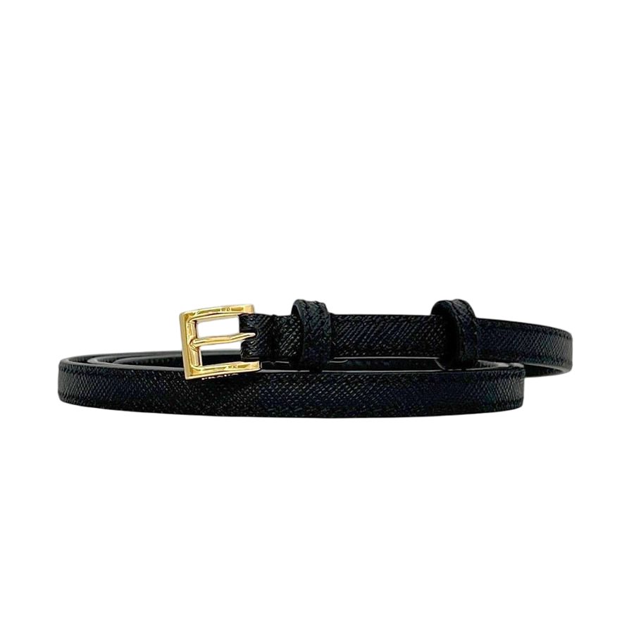 Prada Belt Black Nero Thin Waist 80 10 Saffiano Leather