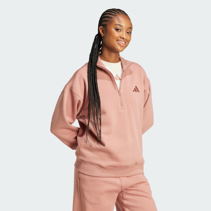 Women's adidas ALL SZN Fleece Loose Quarter-Zip Sweatshirt