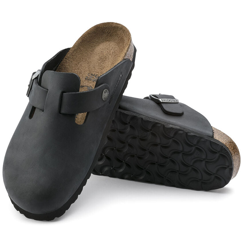 Unisex Boston Oiled Leather Black Regular/Wide