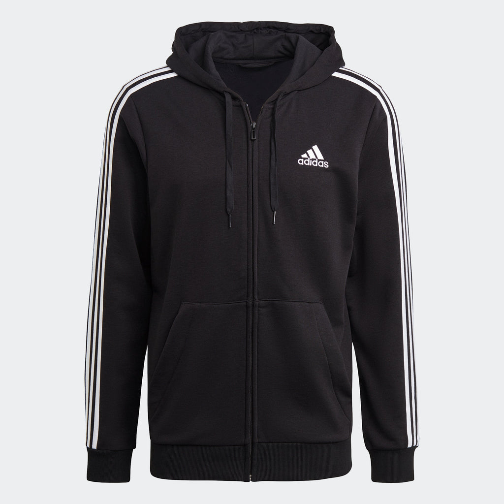 Men's adidas Essentials French Terry 3-Stripes Full-Zip Hoodie