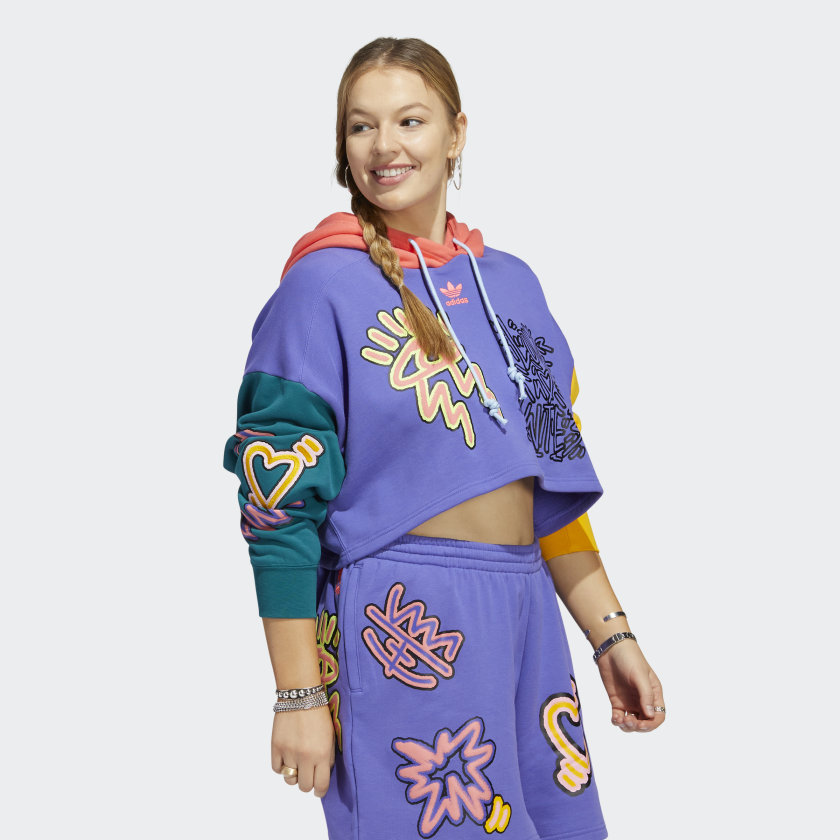 Women's adidas Love Unites Crop Hoodie (Plus Size)