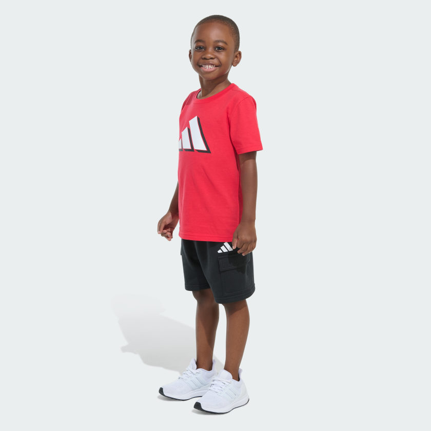 Kids' adidas Two-Piece Short Sleeve Cotton Tee and Cargo French Terry Shorts Set
