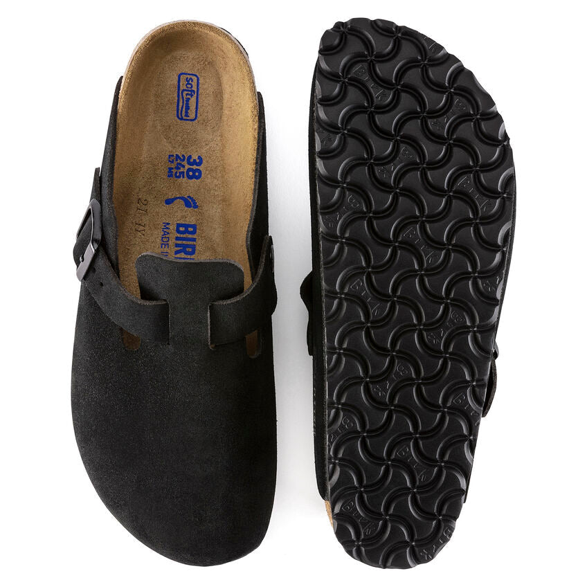 Unisex Boston Soft Footbed Suede Leather Black Medium/Narrow