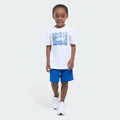 Kids' adidas Two-Piece Short Sleeve Graphic Cotton Tee and 3-Stripes Shorts Set