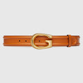 Gucci Light Brown Double-Sided Leather Belt with Gold G Buckle – Unisex
