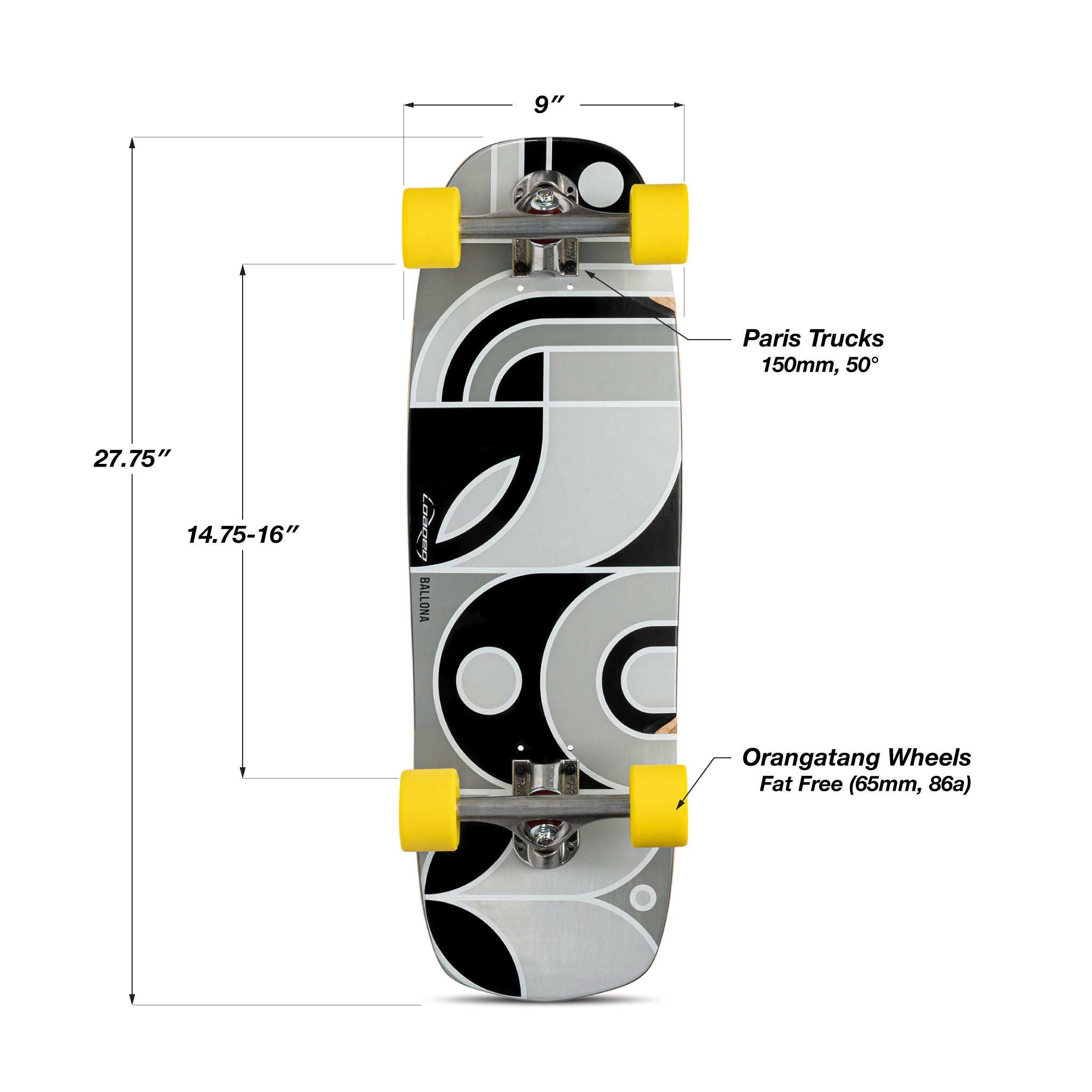 Loaded Ballona Orca Longboard Complete - Fat Free 86a Yellow
