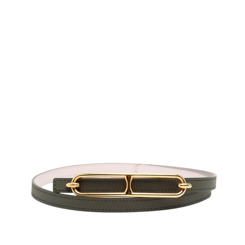 Hermes Luli 75 Reversible Belt 75 Pink Dark Green Leather