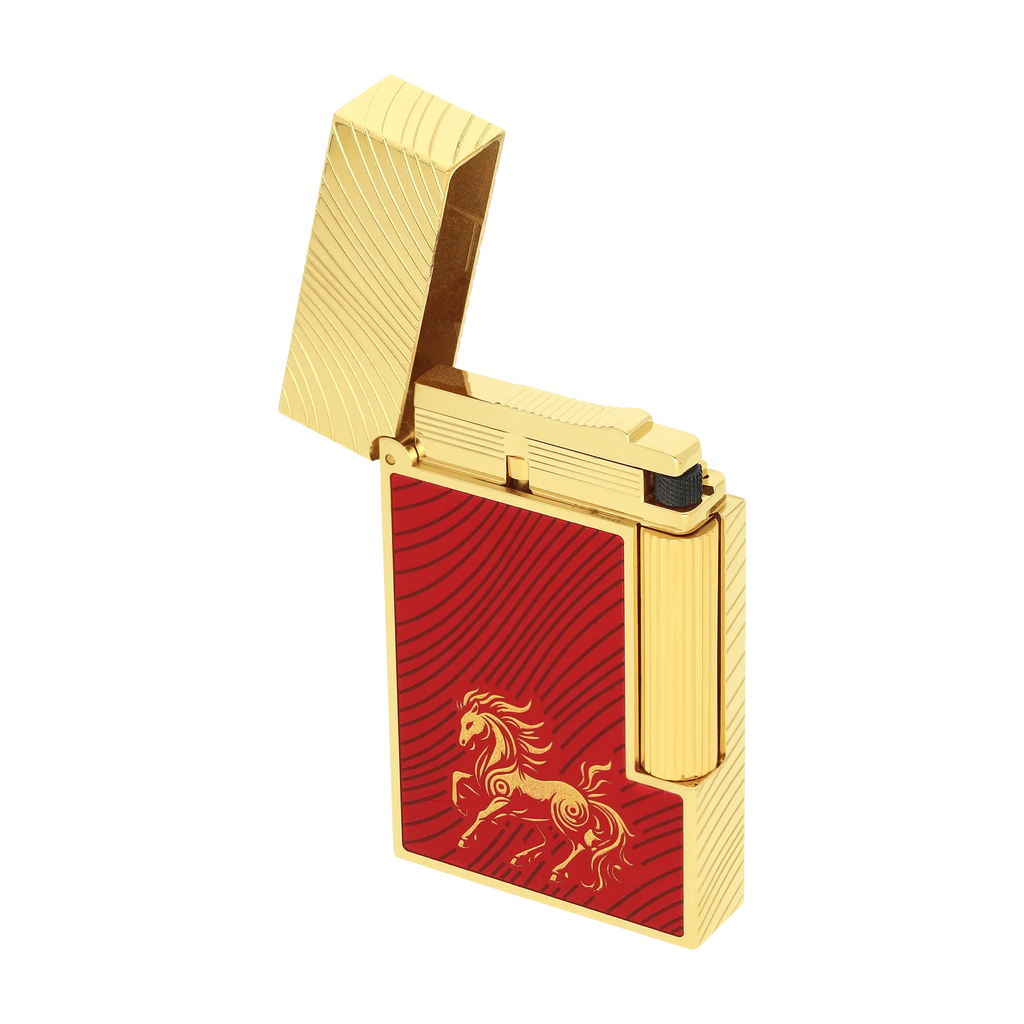 S.T. DUPONT Ligne 2 Horse Mane Guilloche Red/YG Lighter/Briquet C16080CL