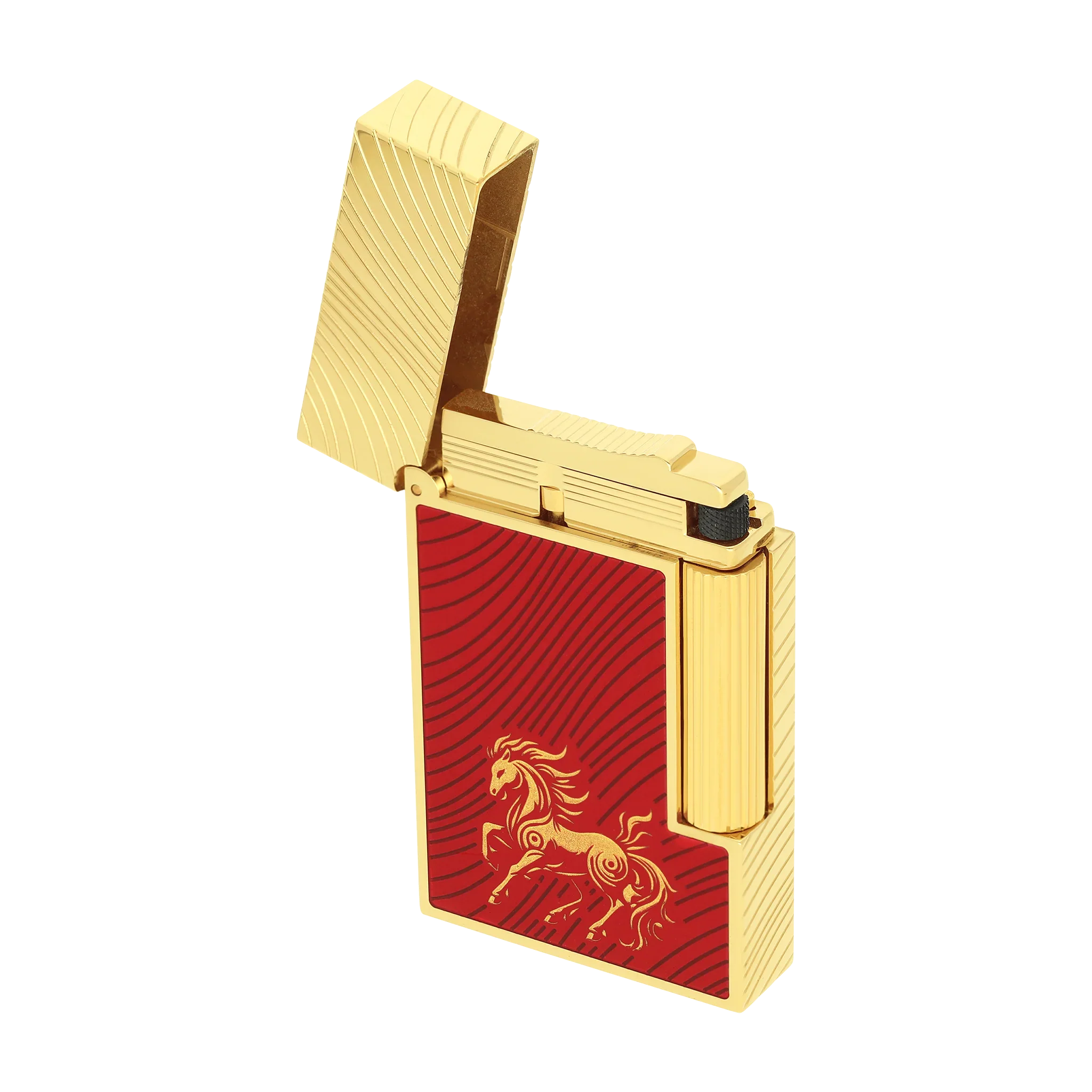 S.T. DUPONT Ligne 2 Horse Mane Guilloche Red/YG Lighter/Briquet C16080CL