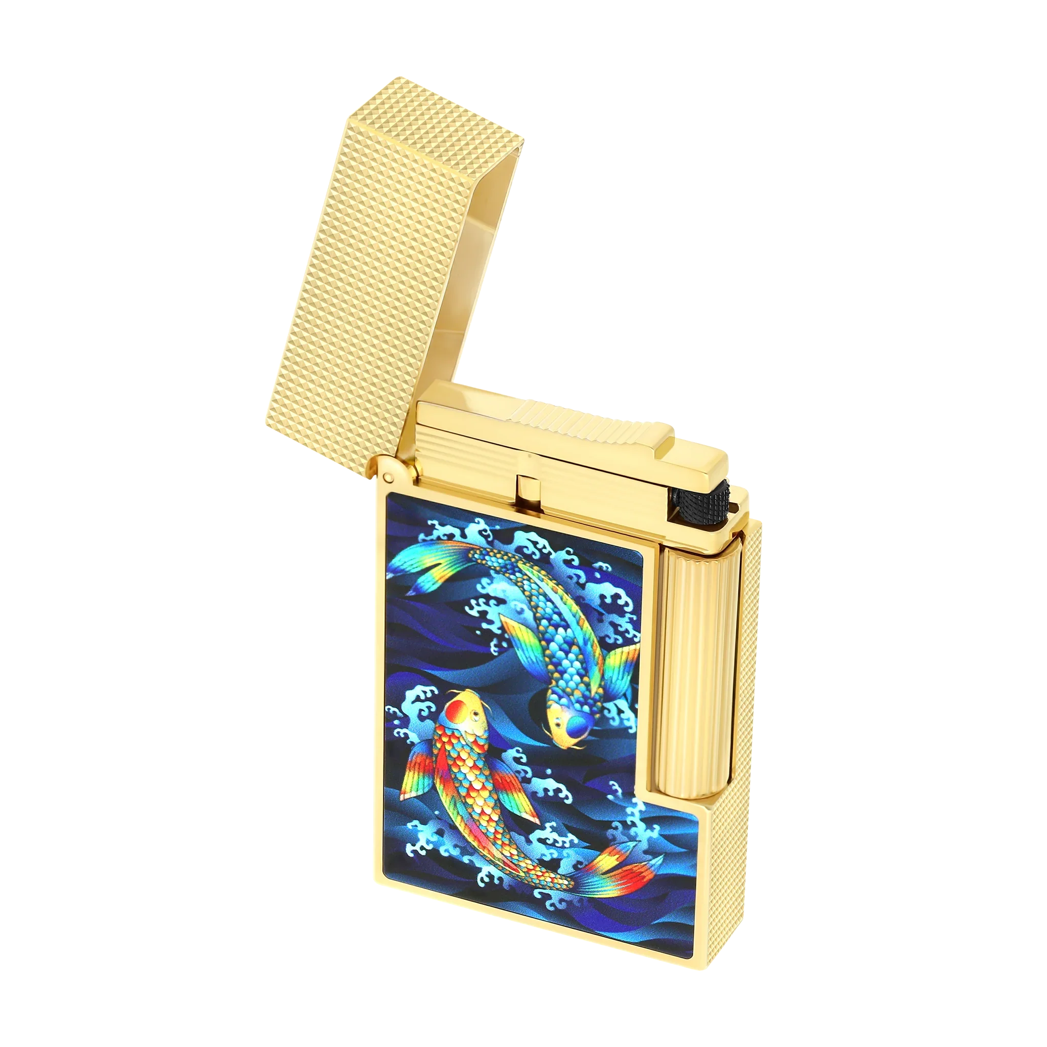 S.T. DUPONT Ligne 2 Golden Koi Fish Blue Lighter/Briquet C16397SH