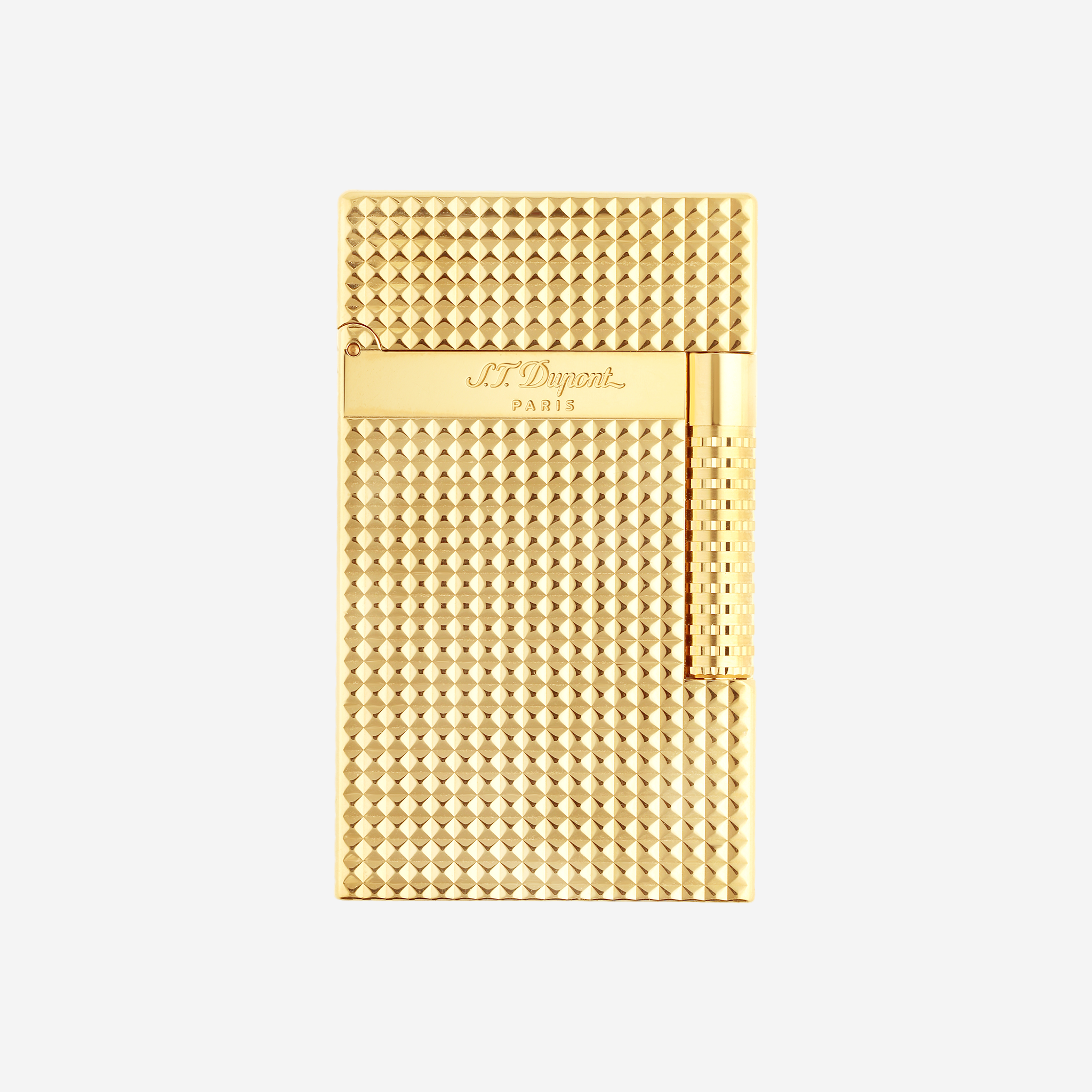 S.T. Dupont Le Grand Brass & Yellow Gold Plated Diamond Head Lighter C23009