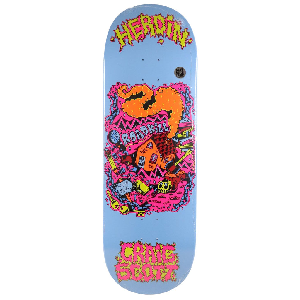 Heroin Skateboard Deck Craig Questions Scrap Metal 10" x 32.25"