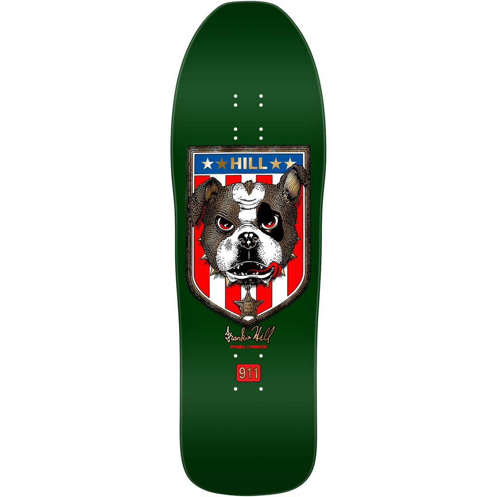 Powell Peralta Skateboard Deck Frankie Hill Bull Dog Green/Gold Foil Old School Reissue