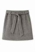 ETRO Glen Plaid Mini Skirt with Self-Tie Belt
