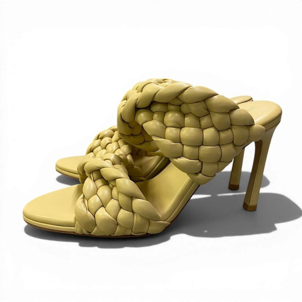 Bottega Veneta Ad2 Intrecciato Curve Sandals Yellow Leather 36.5