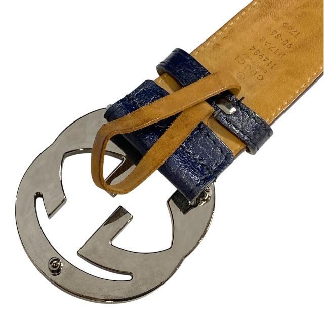 Gucci Belt Accessories Small Interlocking G Stripe Leather Canvas Navy
