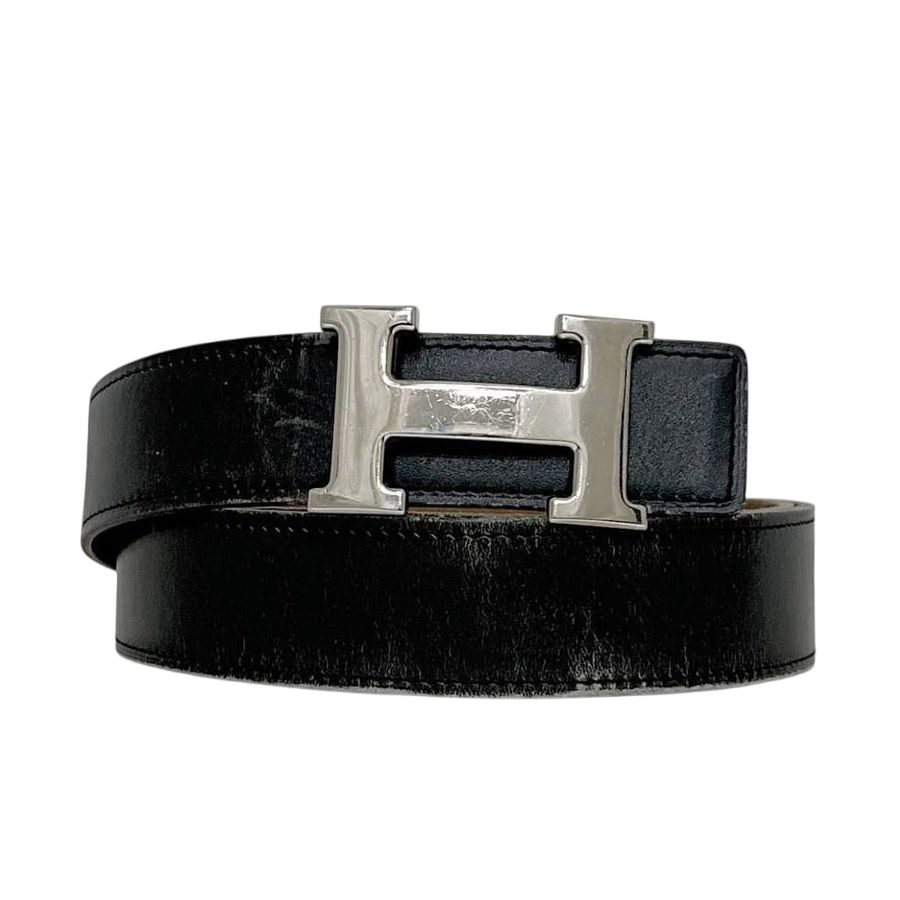 Hermes Belt Black Brown Constance Waist 93 30 Box Calf Togo Logo Buckle