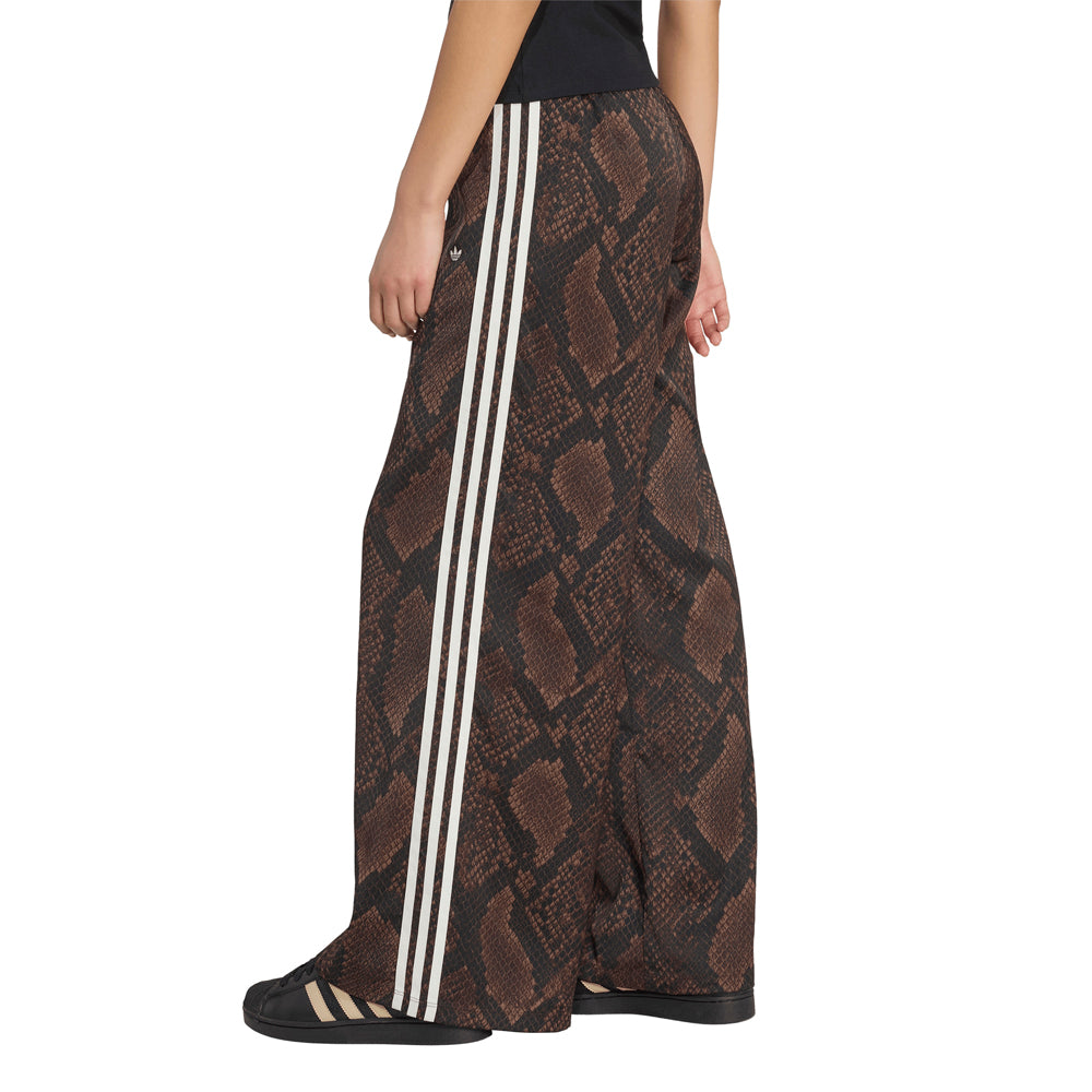 Satin Snake Print Wide Leg Track Pants