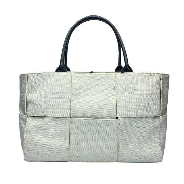 Bottega Veneta Arco Tote Handbag Intrecciato Canvas Leather White Black
