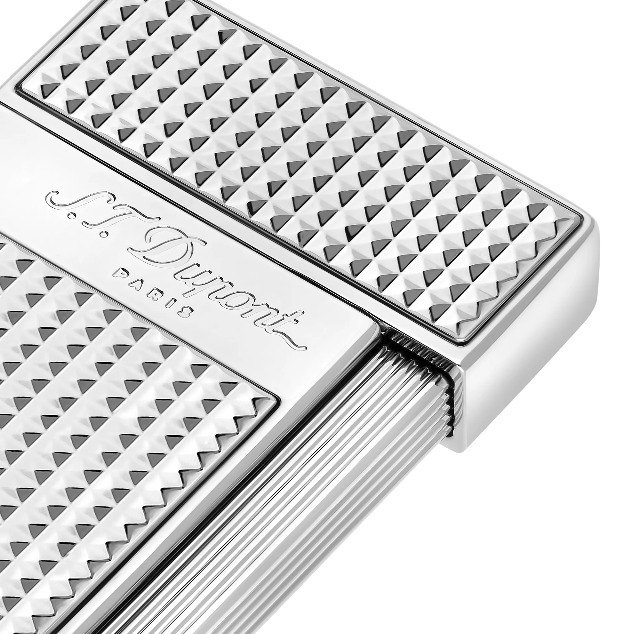 S.T. DUPONT SLIMMY DIAMOND HEAD SILVER LIGHTER/BRIQUET 028010