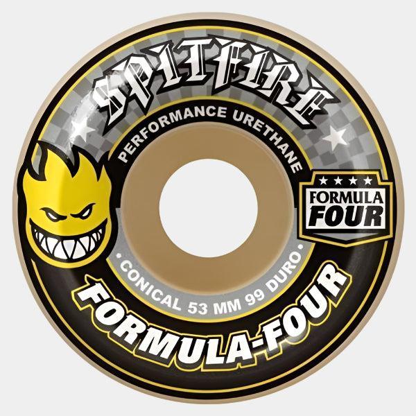 Spitfire Wheels Formula Four 99d Conical Yellow Print White