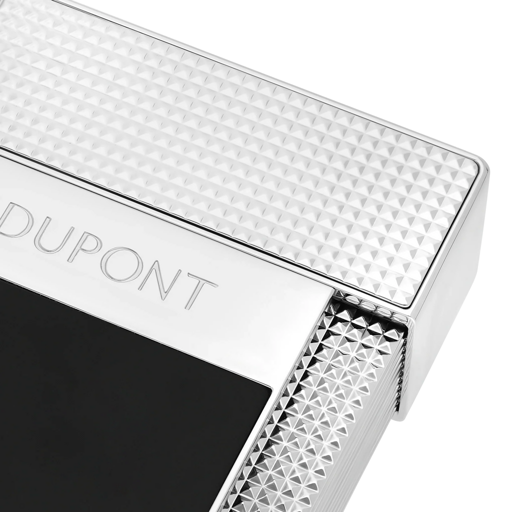 S.T. Dupont Black Lacquered Silver Table Lighter/Briquet T20101