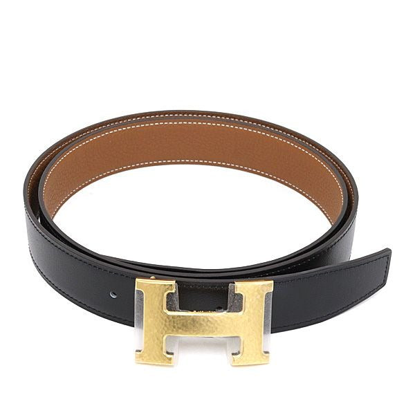 Hermes Belt Buckle Martelee & Leather 32 Calf 135 Togo Black