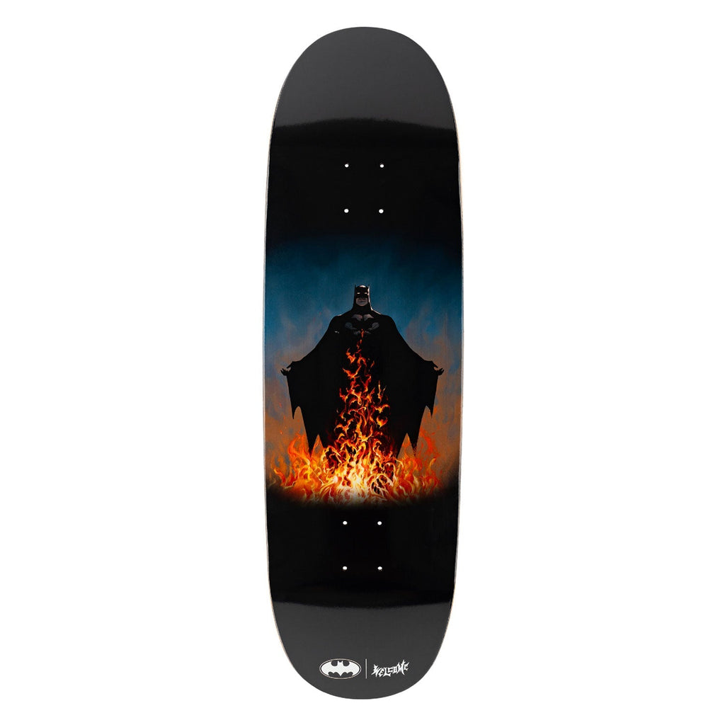 Welcome x Batman Skateboard Deck Bat Flames on Boline 2.0 Black 9.5"