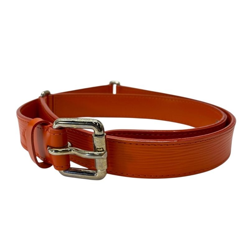 Louis Vuitton Epi Belt Accessories Logo Leather Orange Silver M9552