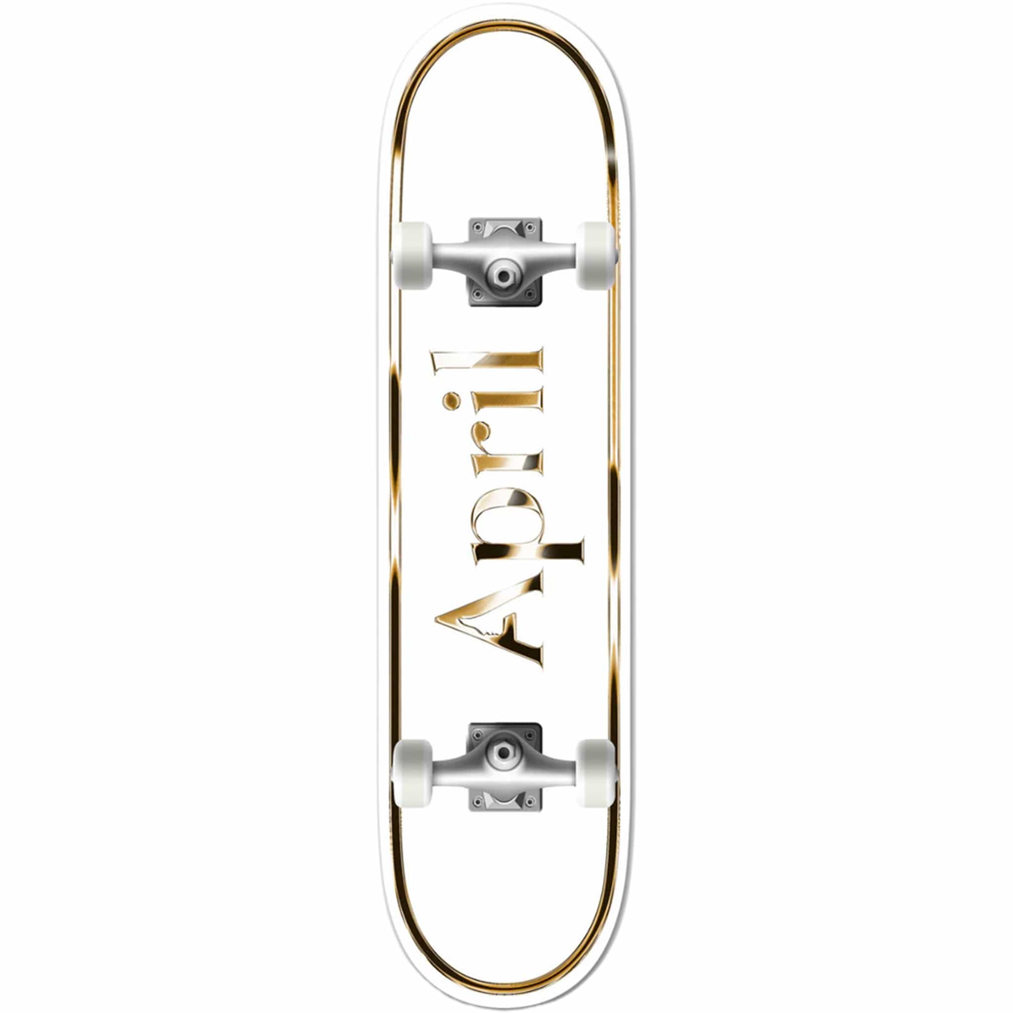April OG Logo Golden White Skateboard Complete 8.25"