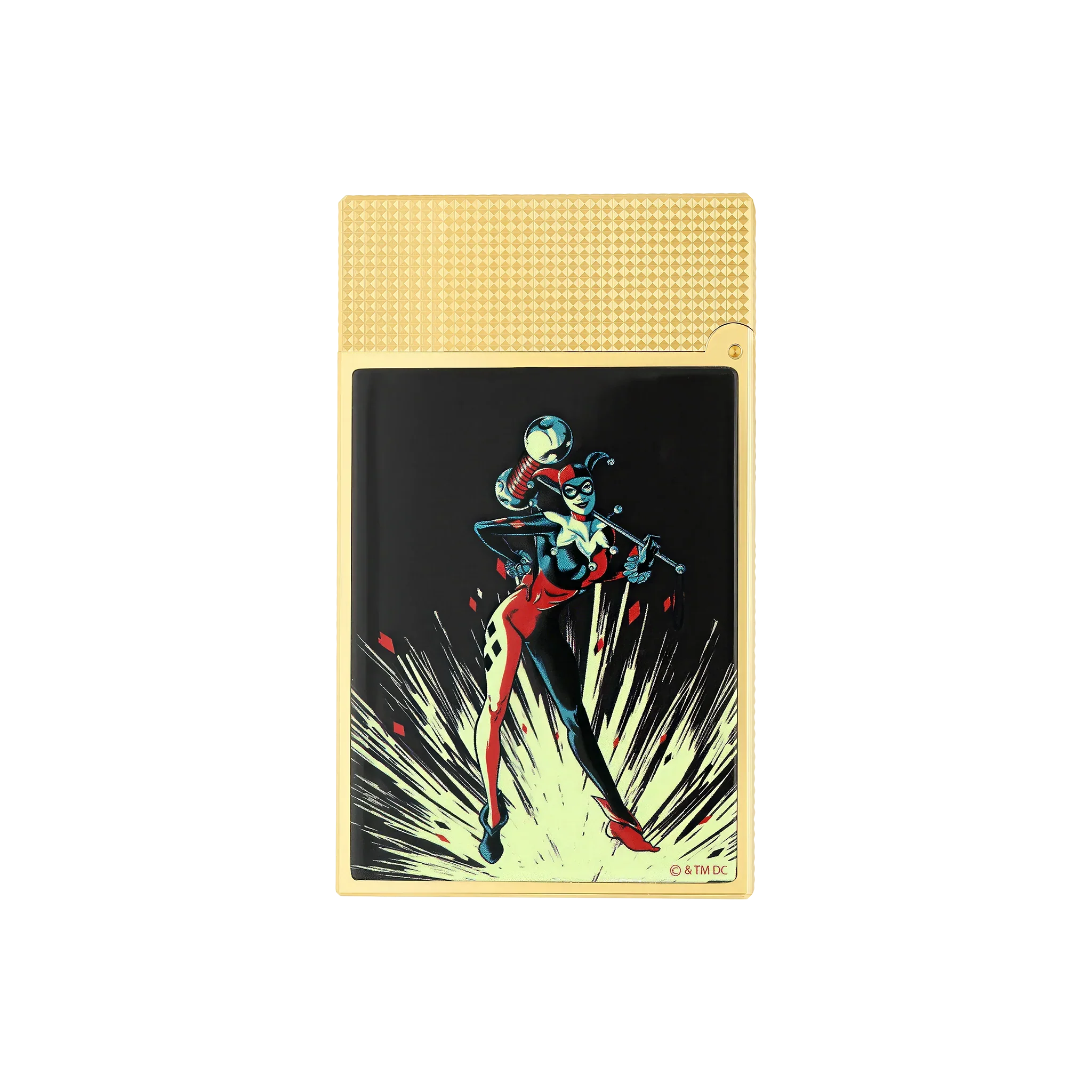 S.T. DUPONT Ligne 2 DC COMICS Lacquered Gold Harley Quinn Lighter/Briquet C16696
