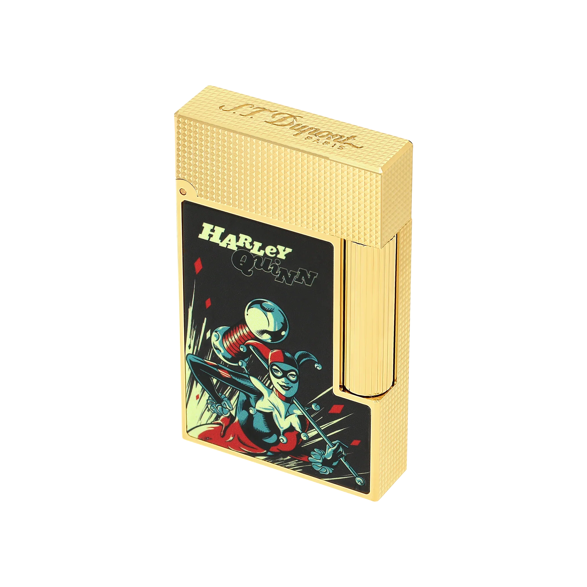 S.T. DUPONT Ligne 2 DC COMICS Lacquered Gold Harley Quinn Lighter/Briquet C16696