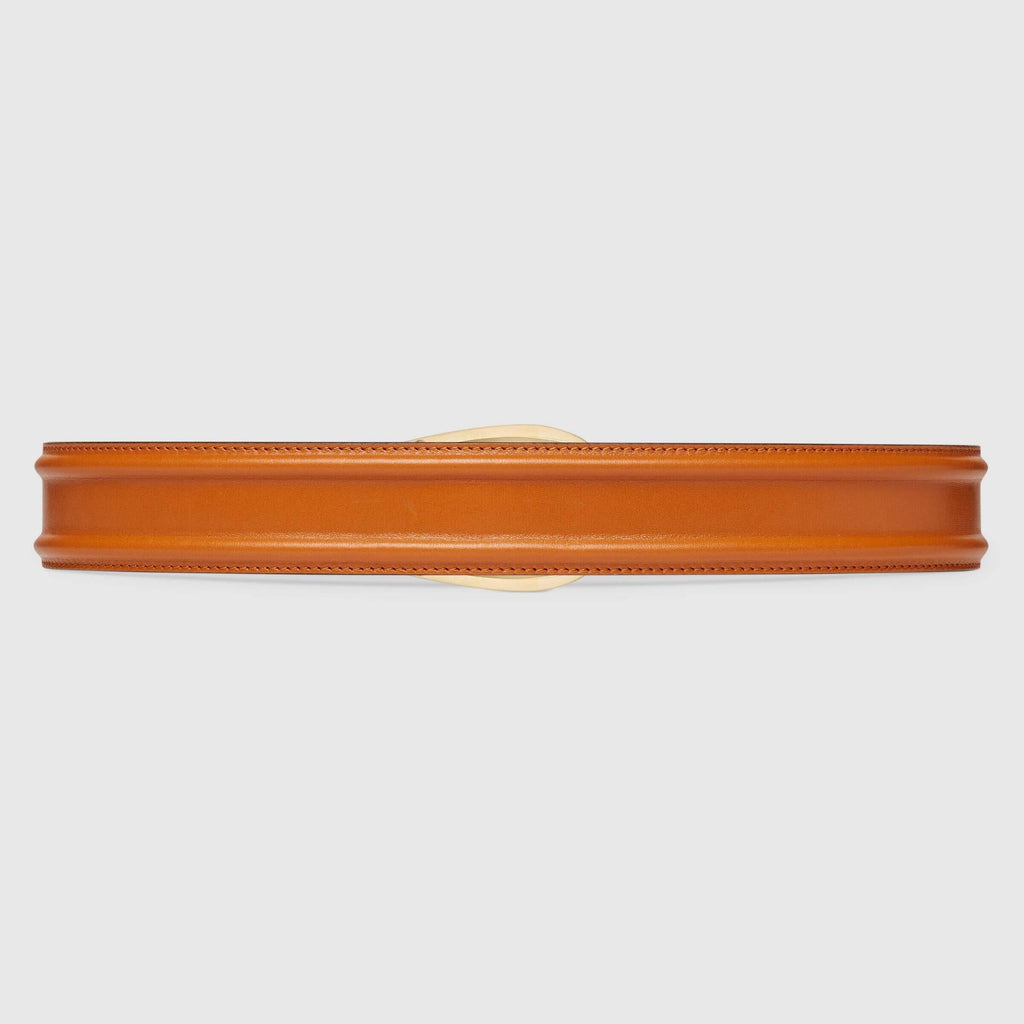 Gucci Light Brown Double-Sided Leather Belt with Gold G Buckle – Unisex