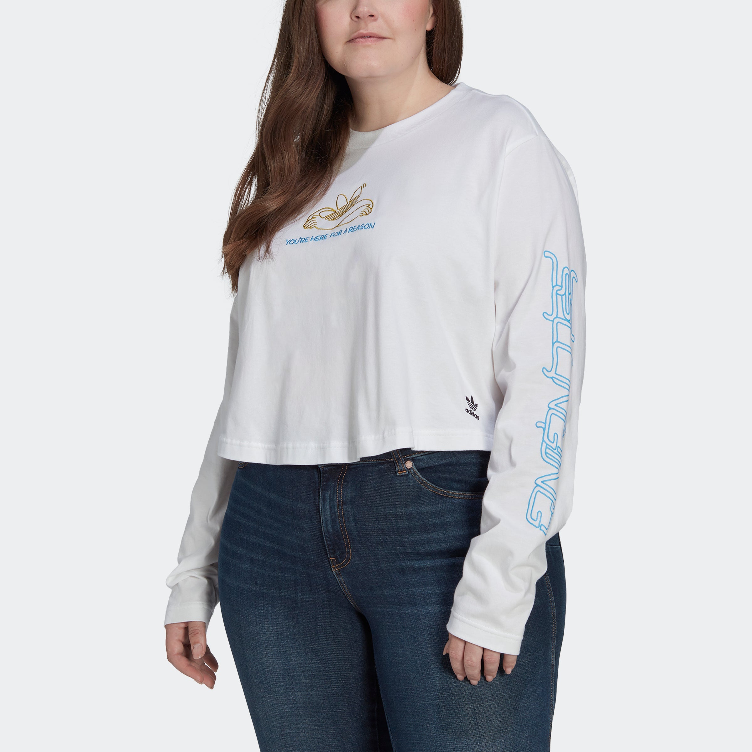 Women's adidas Long Sleeve Crop Tee (Plus Size)