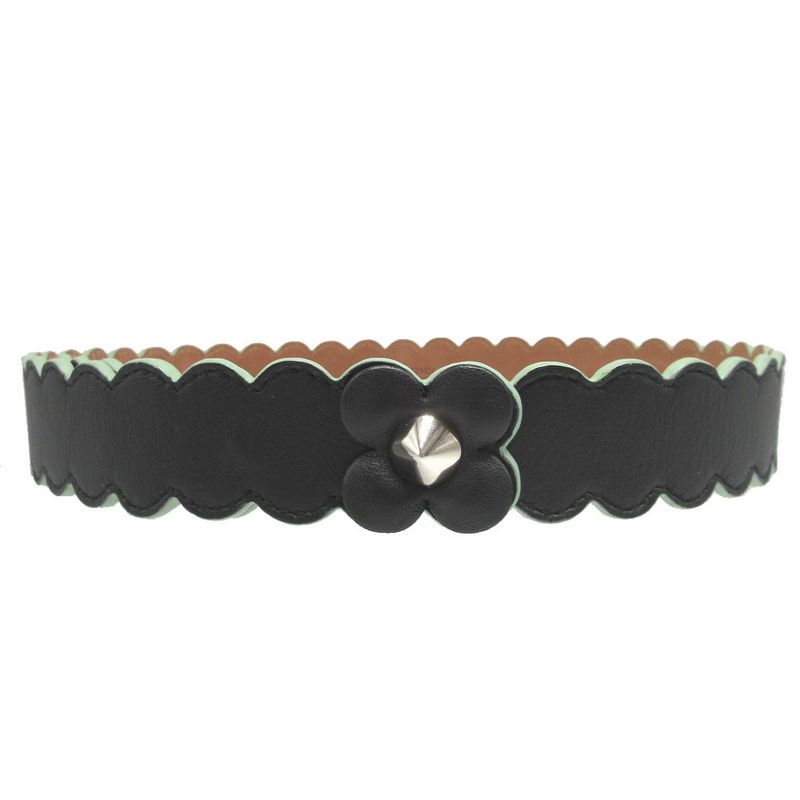 Fendi Flower Motif Leather Black 75 Belt 0753