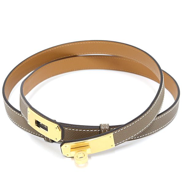 Hermes Belt Kelly 18 Veau Epsom Etoupe Gold Hardware